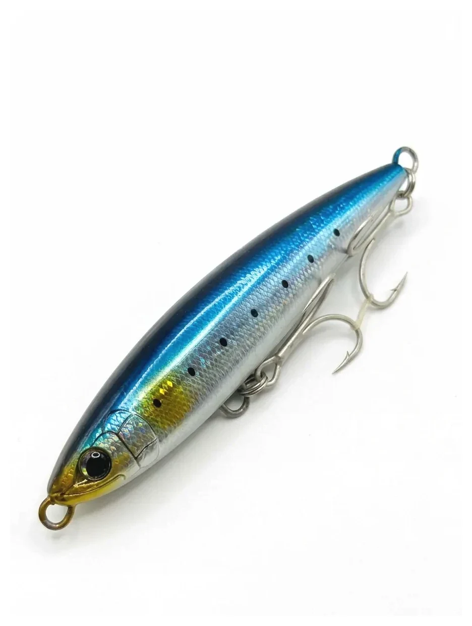 Señuelo stickbait ScaleBoot Sardine Ocea 35 g color sardina azul plateado sobre fondo blanco