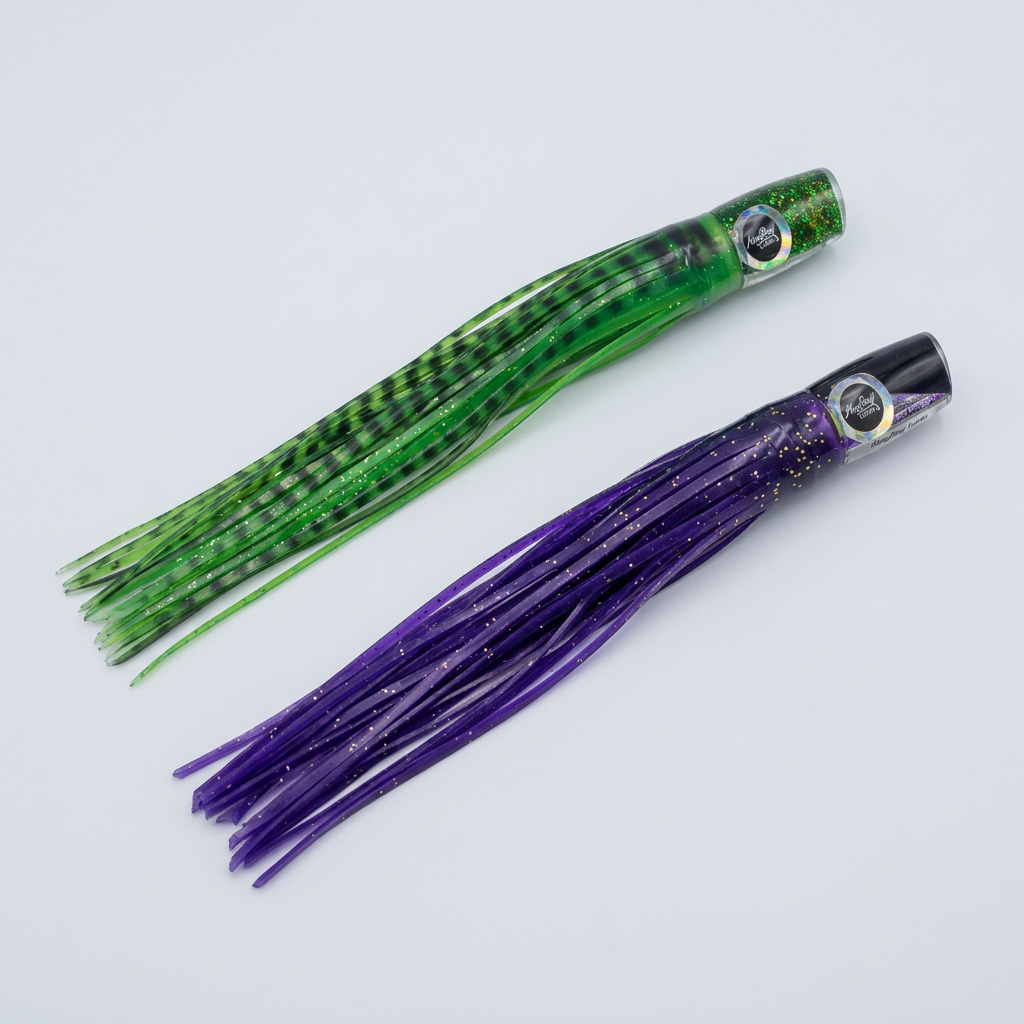 Señuelos de troleo MagBay Mahi Morsel en colores verde y morado