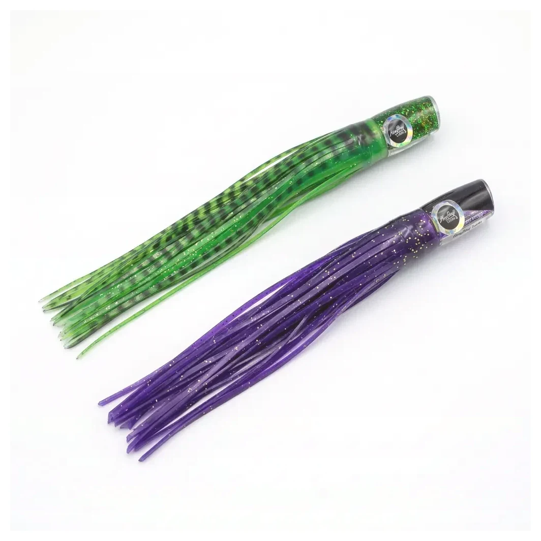 Señuelos de troleo MagBay Mahi Morsel en colores verde y morado