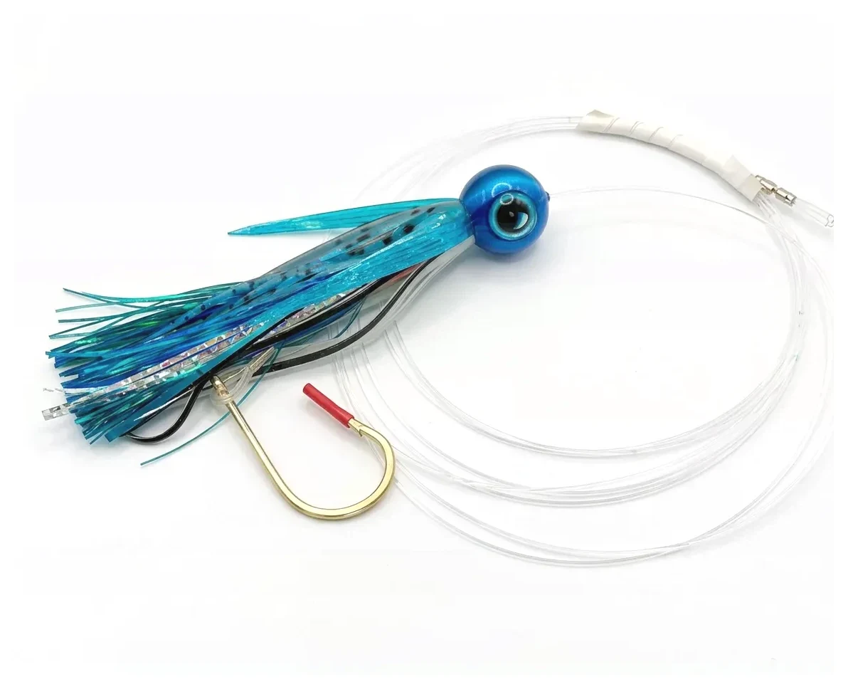 Señuelo de curricán Nash Performance Q Lure Baby Blue de 15 cm con líder y anzuelo