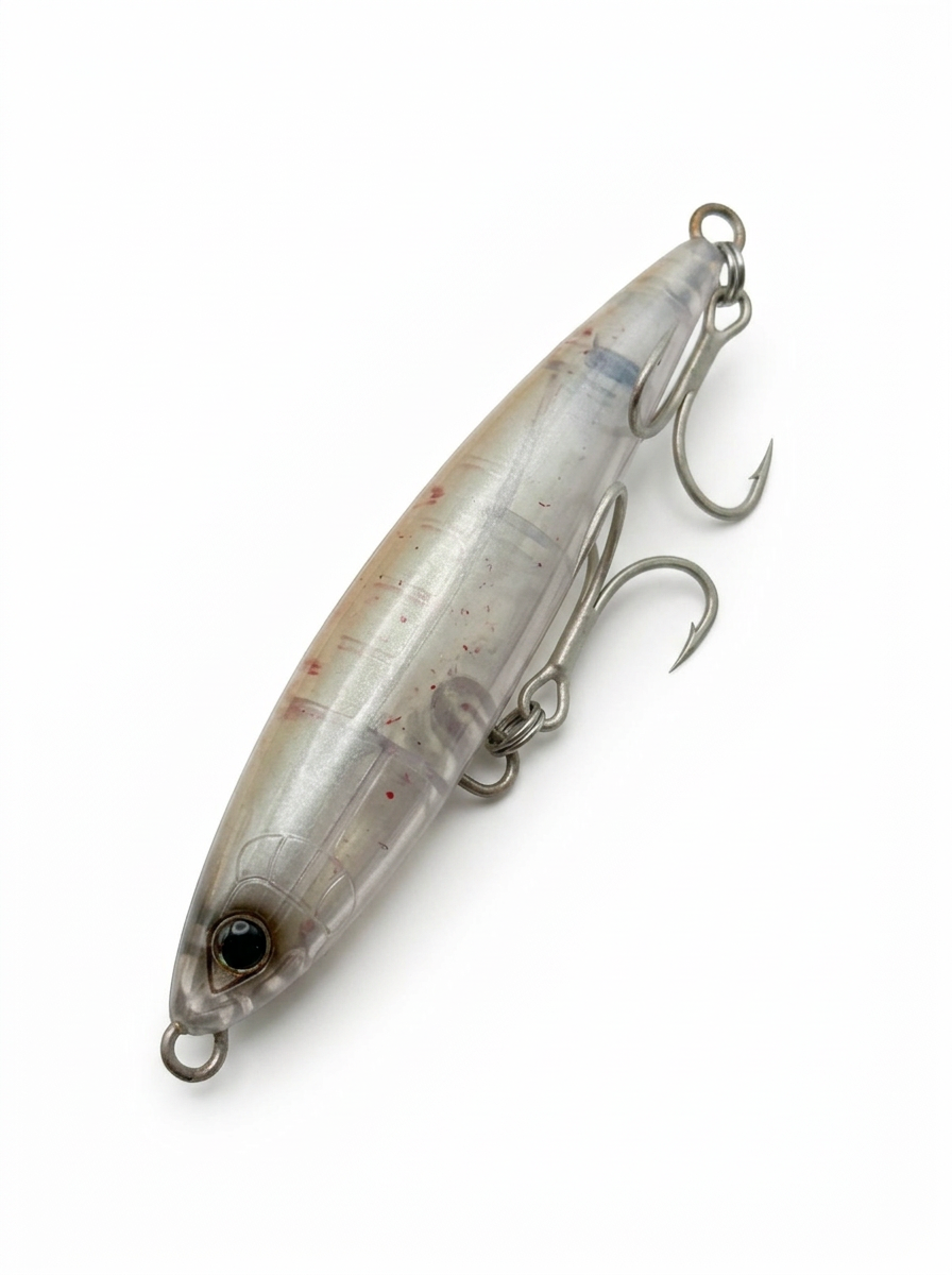 Señuelo stickbait ScaleBoot Clear Ika Ocea de 35 g translúcido
