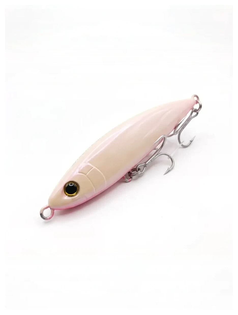 Señuelo stickbait Shimano Ocea Sardine Ball 150S color Bone Pink de 71 g sobre fondo blanco