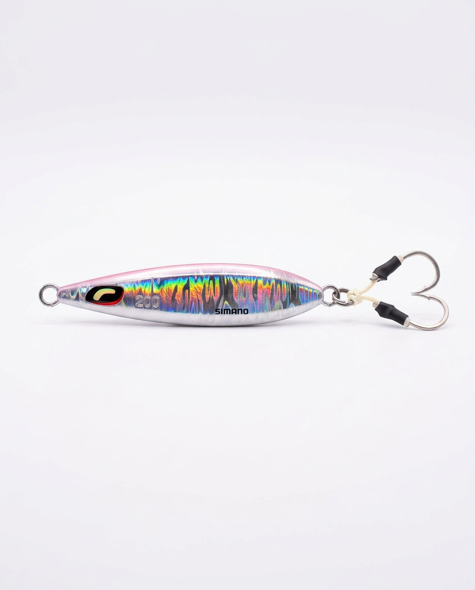 Jig Shimano Ocea Jig Wing Fall de 200 g con acabado holográfico