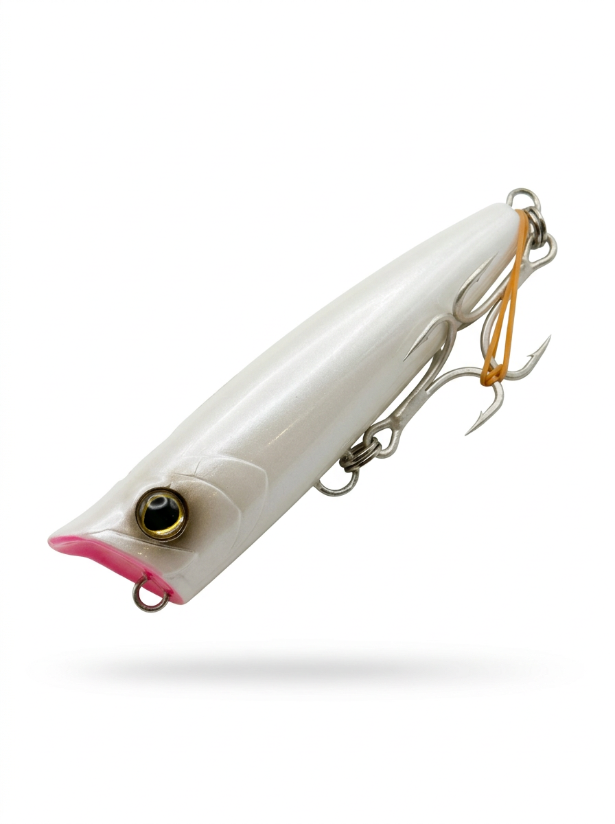 Señuelo de lance Spouter Pearl White Ocea de 94 g, blanco perla con detalles rosa