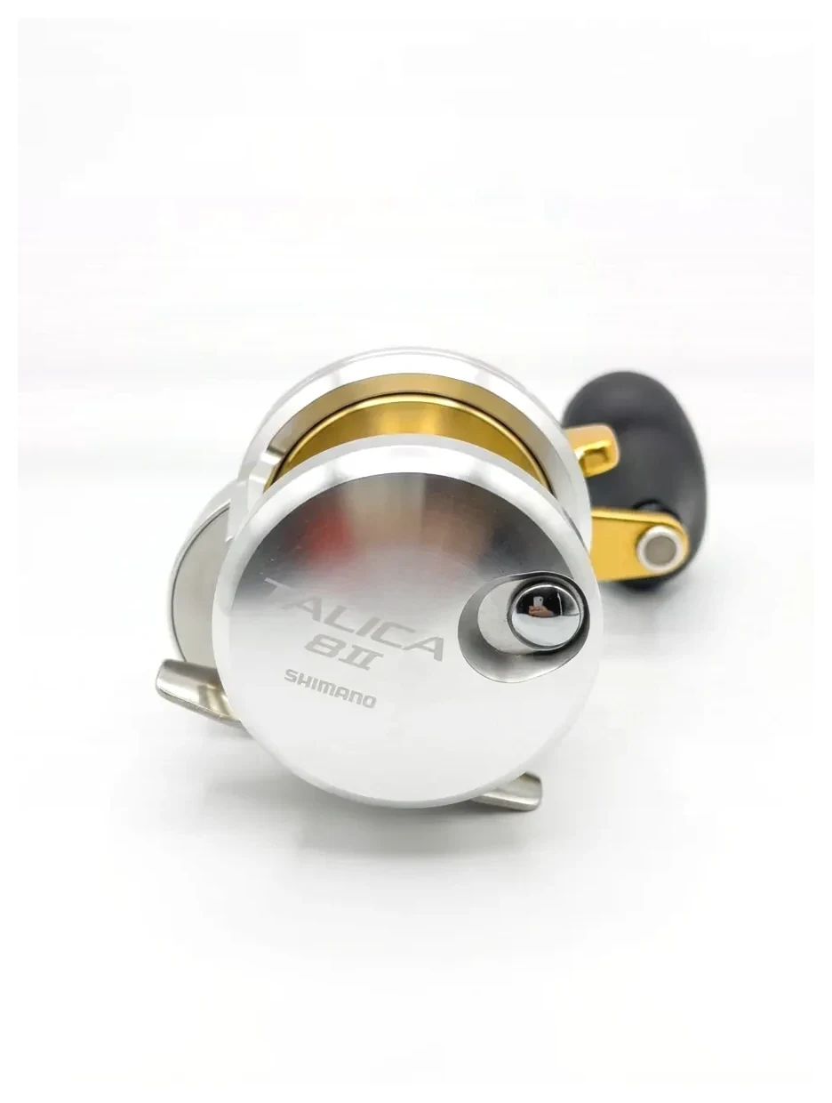 Carrete Shimano Talica 8II plateado con tambor dorado
