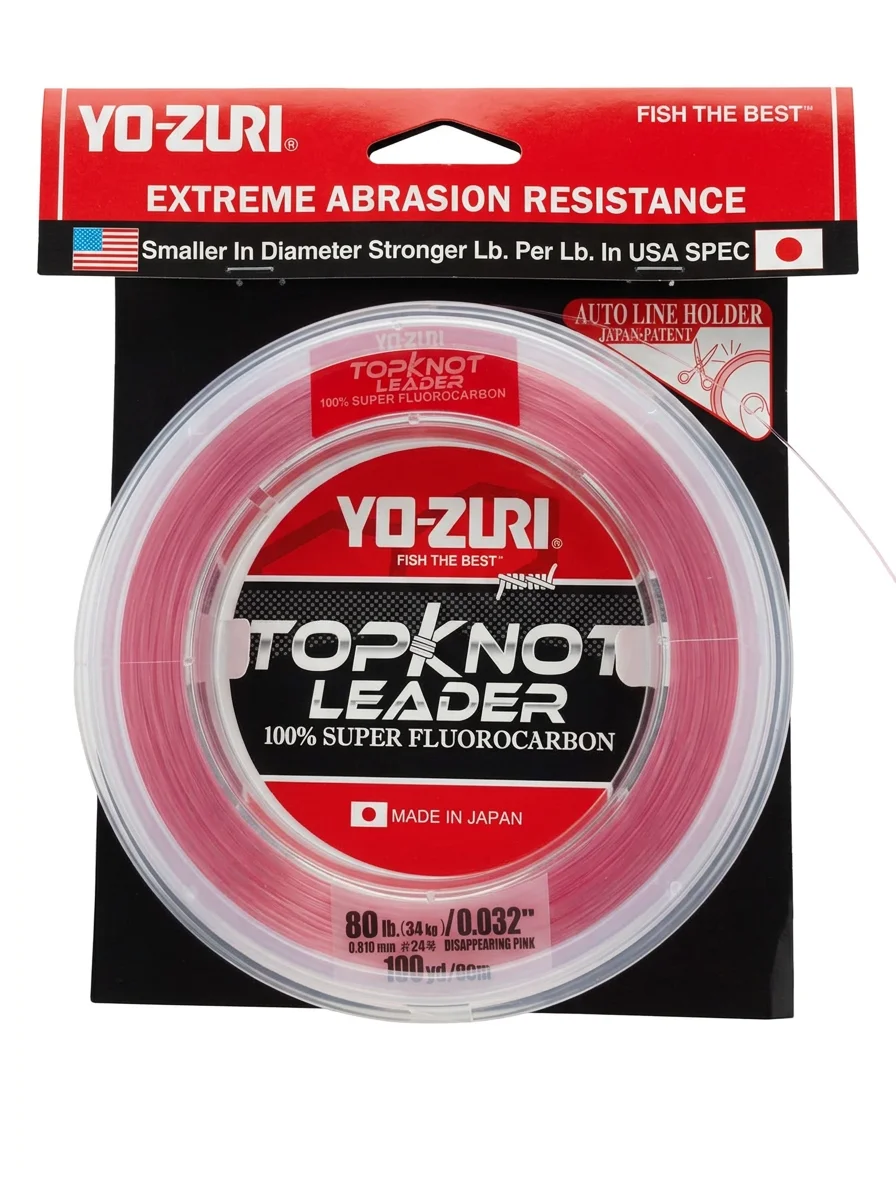 Yo-Zuri TopKnot Leader 100% fluorocarbono 80 lb 100 yardas color Disappearing Pink