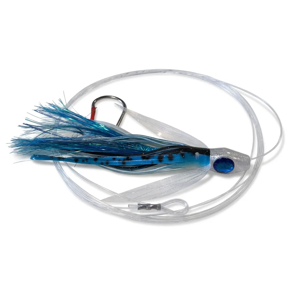 Señuelo Nash Performance Big Eye Tuna Torpedo Flasher azul de 6½ pulgadas con líder y anzuelo