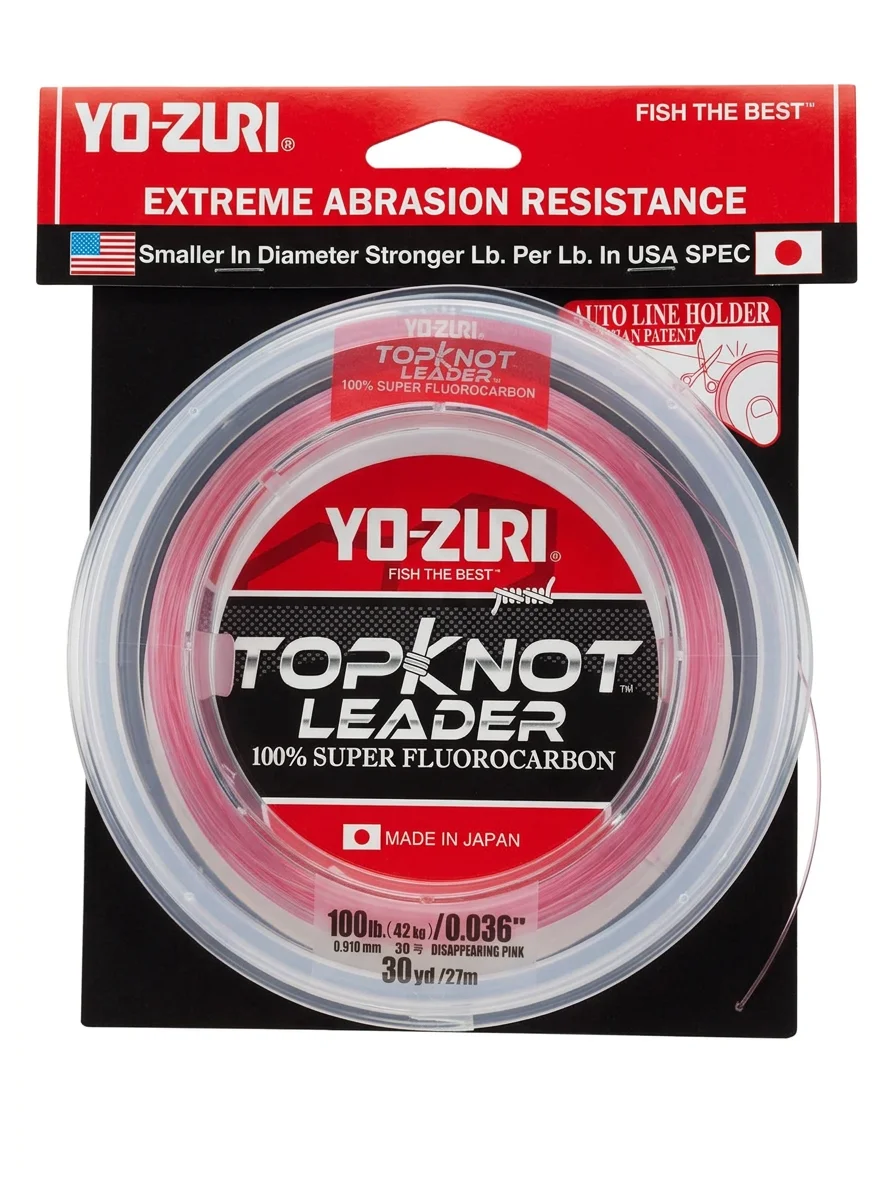 Yo-Zuri TopKnot Leader 100% fluorocarbono 100 lb 30 yardas color Disappearing Pink