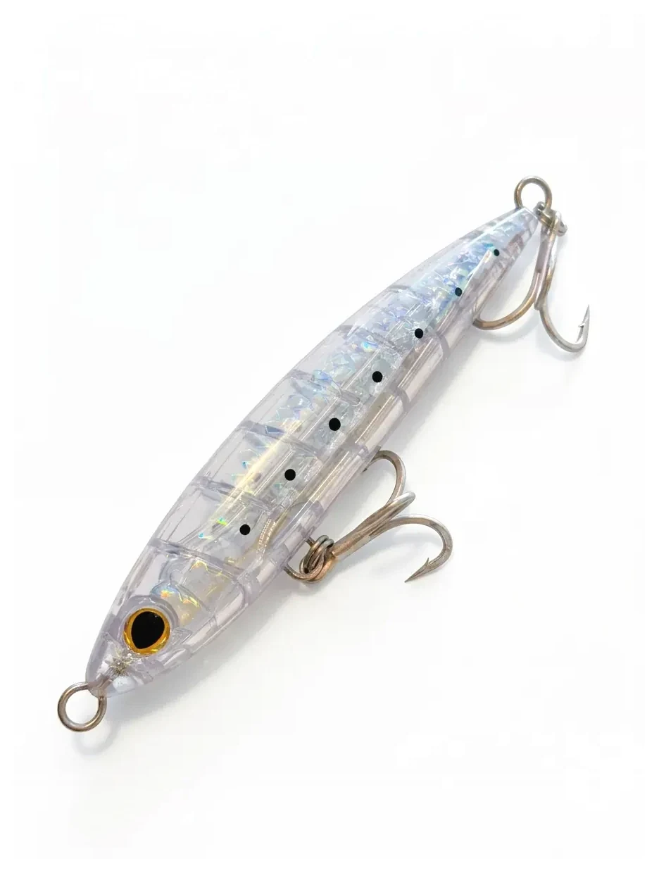 Señuelo CLR Bait Ocea Pencil Bettyu Hiramasa Flash Boost de 57 g, stickbait hundible translúcido