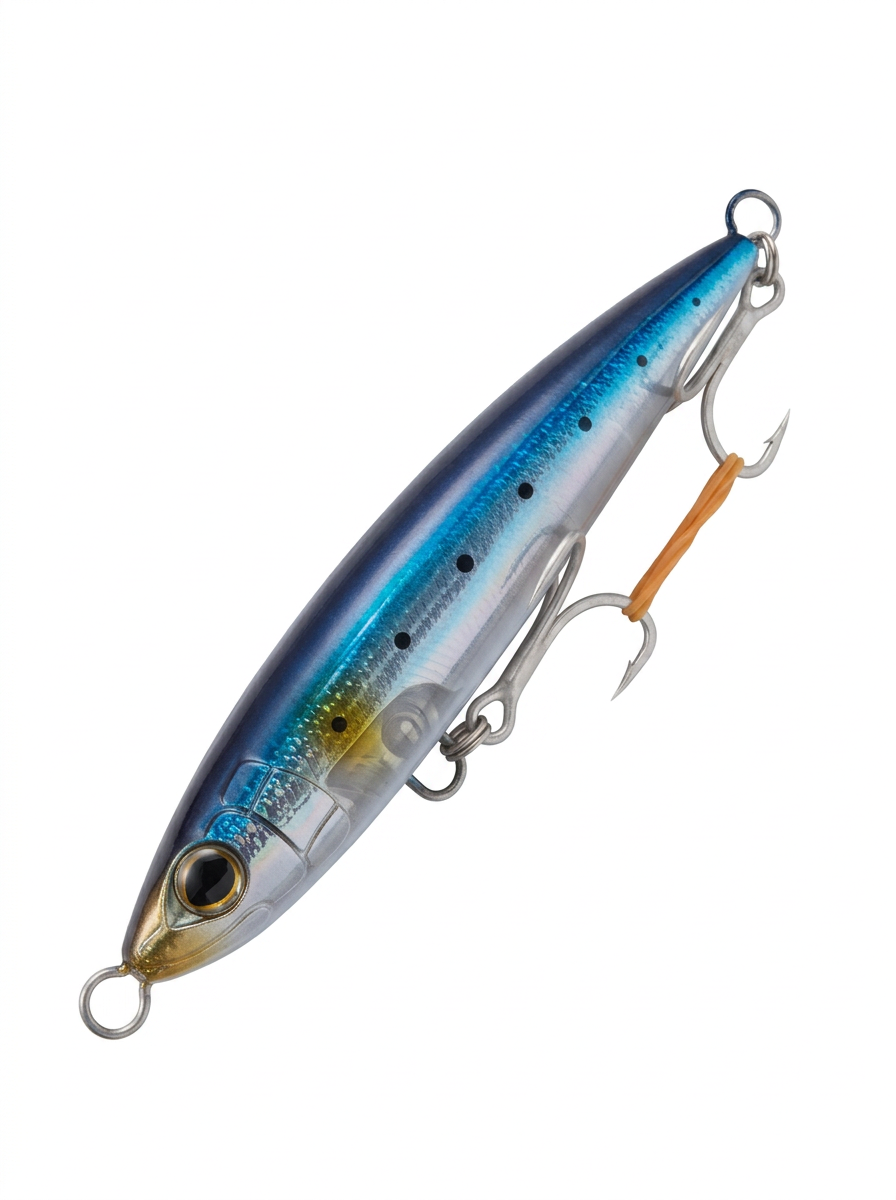 Señuelo CLR Bait Ocea Pencil Sardine Flash Boost de 57 g, stickbait hundible con espalda azul