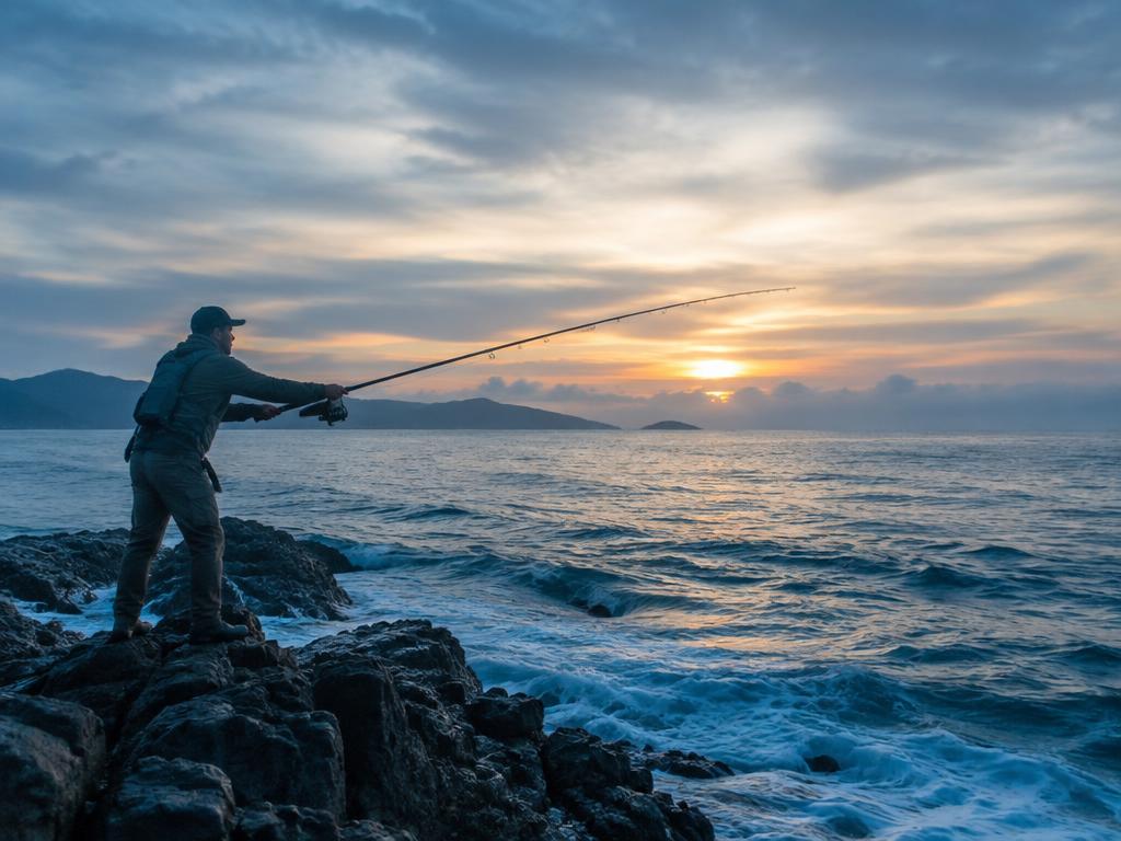 Pesca de orilla en roca